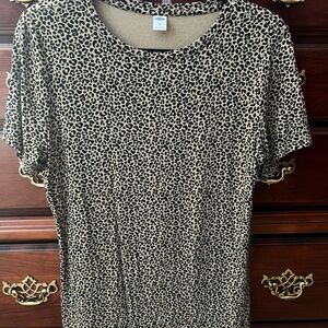 Old Navy Leopard Print Short Sleeve Top - Black and Tan